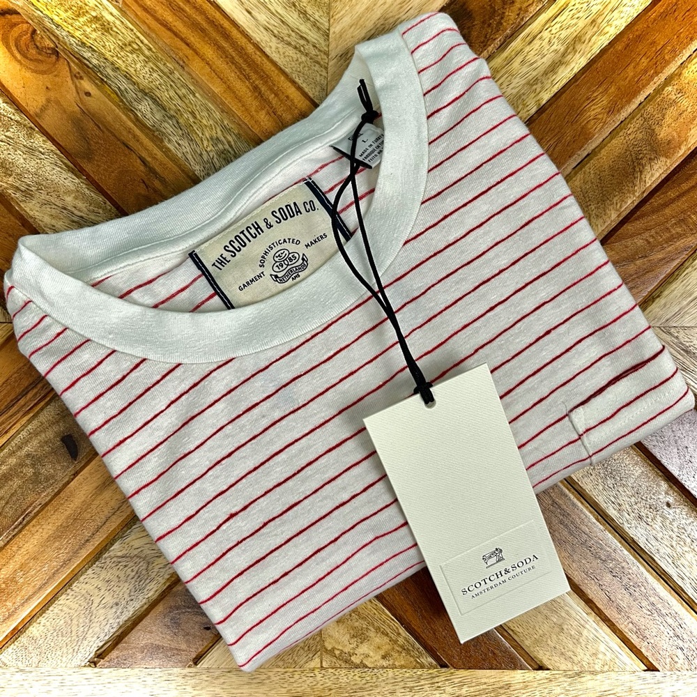 Scotch & Soda Striped “Cotton Linen Tee” 106231 - Picture 4 of 15